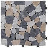 山善(YAMAZEN) ガーデンマスター ジョイント天然石マット ベージュ/グレー JTM-30 BR 1P