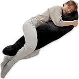 アクア(AQUA) mofua 抱き枕 だきまくら Lサイズ (50×160cm)冬用 ブラック +2℃ 発熱タイプ Heatwarm ぬくぬく ぽかぽか 抱きまくら モフア プレミアムマイクロファイバー ボディーピロー 妊婦 クッション手放せない 
