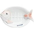 おもしろ食器 「 お魚の刺身盛り付け皿 」 中皿 白 直径約16cm×奥行約11cm 電子レンジ 食洗機対応 日本製 SAN243