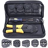 Amzdeal 圧着ペンチ 端子圧着工具 絶縁閉端子 ネジ回し付き 取り換えトップセット