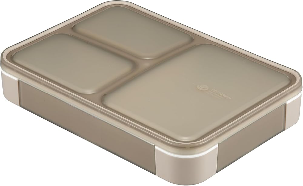 シービージャパン(CB JAPAN) フードマン 弁当箱 立てて運べる 薄型弁当箱 600ml [ 抗菌 ] グレーベージュ 汁漏れしにくい Wシーリング 4点ロックでしっかり固定DSK