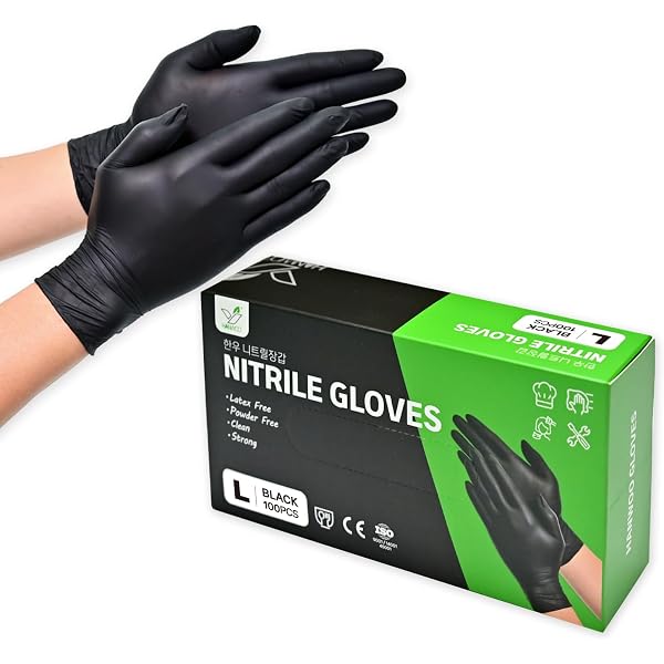 Amazon.co.jp: 使い捨てブラックニトリル手袋 Mサイズ | Raxwell 6ミル