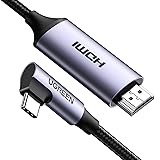 UGREEN USB-C HDMIケーブル 4K 60Hz 高画質 Thunderbolt 3対応 L字 ケーブル 2M 断線防止 高耐久性 ナイロン編み MacBook Pro/Surface Go/ ChromeBook Pixel/Galaxy