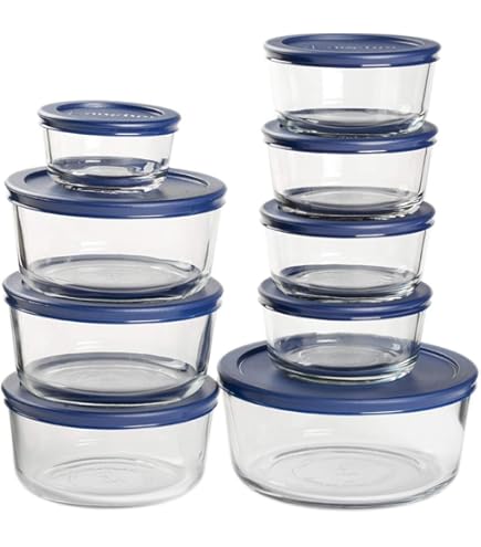 Amazon｜Anchor Hocking クラシックガラス食品保存容器 蓋付き レッド