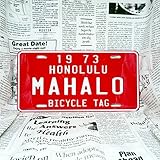好きな文字に出来るハワイ自転車タグ / 大(US車用)-31x15cm / 1973レッド
