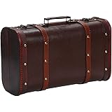 Amazon 木製 スーツケース アンティーク調 ホーム装飾 ディスプレイ 旅行 撮影 金属バックル Puレザー タイプ4 スーツケース