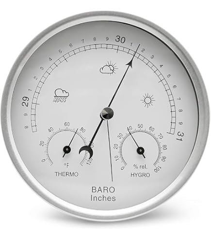 Amnbient Weather Barometer Ambient Weather Traditional Barometer - Cherry Finish With Temperature ...