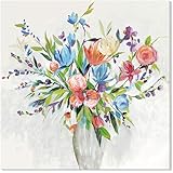 7CANVAS 現代 花 風景画 抽象的なカラー花瓶の花束 キャンバス絵画 インテリアアート 壁飾り
