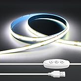 iNextStation COB テープライト 2M LEDテープライト USB 5V 320LEDs/M 昼光色 幅8mm | メモリー機能付き USBライト 高密度 調光可能 カット可能 両面テープ設置 飾り用 寝室/キッチン/リビング