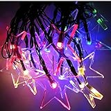 DoubleTop イルミネーションライト LED ガーデンライト 20LED4.8Ｍ ソーラー充電式 結婚式 クリスマス 電飾 星 スター 電池式 屋外 防水 省エネ 環境に優しい 使いやすい（彩色