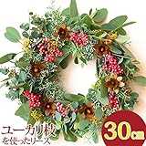 クリスマスリース 玄関 手作り[ピンクベリークリスマスリース]30ｃｍ（玄関