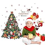 AmaonmファッションGiantグリーンクリスマスツリー壁デカール取り外し可能なDIYホームデコレーションアート装飾クリスマスギフトステッカーfor Kidsスノーフレークサンタクロースレタリング壁