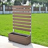 ガーデンフェンス 樹脂 フラット1590 プランター付き アルミの柱 ブラウン 人工木 フェンス 樹脂 防腐 目隠