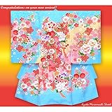 お宮参りの着物 女の子の産着(初着) 正絹「水色 鈴に束ね熨斗」YGU764