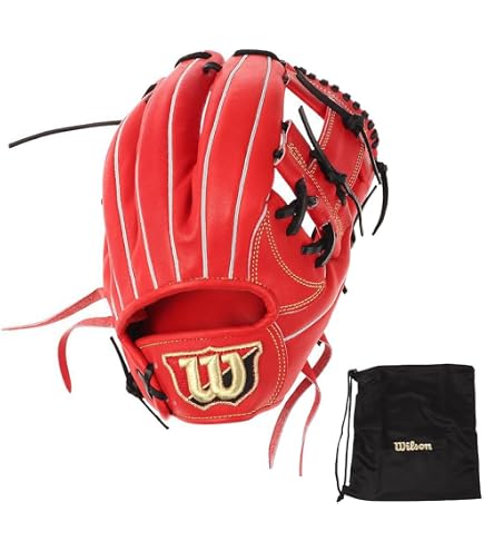 Wilson staff硬式グローブ 赤 [日本製][グローブ袋付き][軟式可 Wilson staff硬式グローブ 赤 [日本製][グローブ袋付き][軟式可 即日出荷