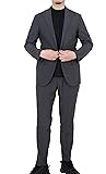 [NEVEREND] セットアップ メンズ カジュアルスーツ 秋 春 洗える テーラード ジャケット 防シワ セット ストレッチ ウォッシャブル チャコールグレー 3L