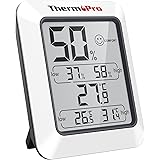 ThermoProサーモプロ 湿度計 デジタル温湿度計 室内温度計湿度計 顔マーク おしゃれ 最高最低温湿度表示 高精度 おしゃれ コンパクト 見やすい マグネット付き 梅雨対策 卓上 冷蔵庫 TP50