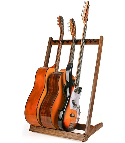 Acoustic Electric Bass Guitar Rack 4 Guitar Stand Rack - Wooden Display ...