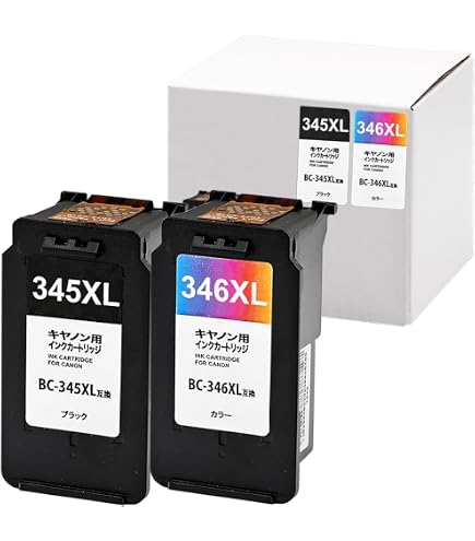 インク　未使用　キャノン用345XL 346XLブラック カラー互換インク53個 Amazon.co.jp: BC-345XL 顔料 ブラック BC-346XL 染料カラー 詰め替え