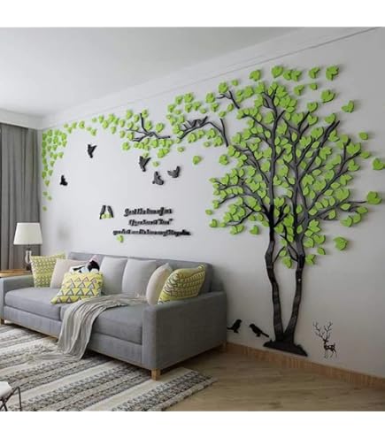 背景のウォールステッカーの3Dウォールステッカー Amazon.co.jp: YUJIA ウォールステッカー アクリル 木 木の葉 鳥 3D