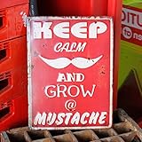 アンティークエンボスプレート「Mustache」（RECTサイン）　／ブリキ製看板／ティンサイン／アメリカン雑貨／