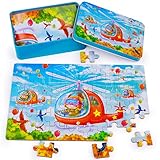 子供のためのロリメイト木製パズル60個3 4 5歳の男の子と女の子、子供のためのジグソーパズルヘリコプターパズルメタルパズルボックス付きのモンテッソーリ学習パズル