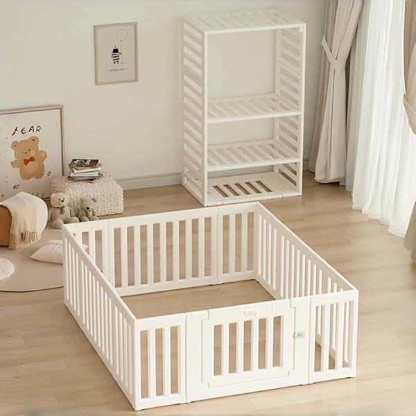 Amazon.co.jp: Chic ZONE ベビーサークル・プレイヤード 扉付き 収納棚