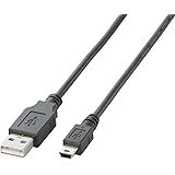 エレコム USBケーブル 【miniB】 USB2.0 (USB A オス to miniB オス) ノーマル 0.5m ブラック U2C-M05BK
