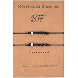 JEVI Morse Code Bracelets Jewelry Friendship Bracelets Couple Family Bracelet 2Pcs Set