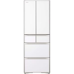 日立 冷蔵庫 430L 6ドア 強化ガラスドア 観音開き 日本製 幅65.0cm 真空チルド R-XG43K XW クリスタルホワイト