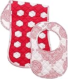 Masala Baby Ikat Dots Bib & Burp Set, Red, One Size by Masala Baby