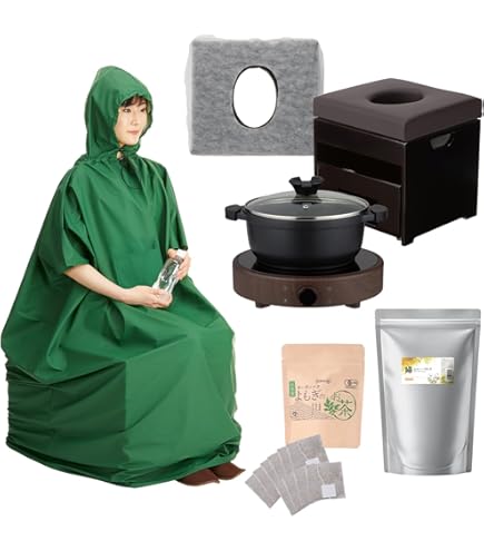 Amazon | よもぎ蒸し セット 5品【日本製/家具職人の手作り】椅子 長袖 
