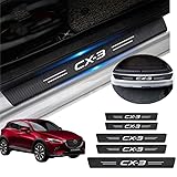 KINKA マツダ用 CX-3 AWD用 サイドステップガード 新型 車用サイドステップ プロテクター 保護ステッカー スカッフプレート 1.2mm 車 ステッカー 傷隠し 傷汚れ防止 滑り止め 取り付け簡単 カーボンレザー 5点セット(夜光なし)