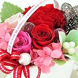 花花 プリザーブドフラワー ギフト 【 ぷち 手のひらサイズ バラ メイン 】 枯れないお花 アレンジメント 贈り物 プレゼント 【 ラッピング メッセージカード 無料 】 ( ストロベリー レッド 