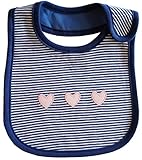 【カーターズ アウトレット】 スタイ よだれかけ Navy Border (Pink Heart)