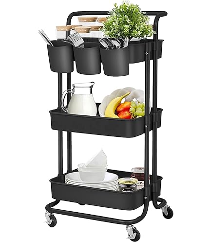 Amazon.co.jp: キッチンワゴン ワゴン 3段キッチンワゴン 収納カート