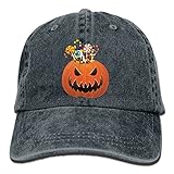 大人 デニム キャップハッピーハロウィン パンプキン かぼちゃ 今季最新 ウトドア レジャー・キャップ 大人気 紫外線対策 日よけ 小顔効果 プリント付き 無地 ライトブルー