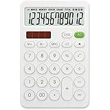 GUYUCOM 電卓 計算機 卓上タイプ 12桁 ソーラー電池＆バッテリー LCD液晶 自動断電 日常計算 業務用 (ホワイト)