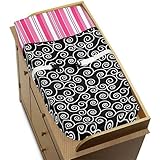 Pink and Black Madison Girls Baby Changing Pad Cover by Sweet Jojo Designs [並行輸入品]