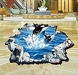 LiveGallery Cute Cartoon 3D Dolphin Jump Ocean Pattern Lovely Wall Decals Removable Waterproof Anima