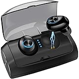 【2019進化版 Bluetooth イヤホン】 Bluetooth イヤホン 5.0 自動ペアリング IPX7 完全防水 ワイヤレスイヤホン Hi-Fi 高音質 PSE認証済 TELEC認証済 左右分離型 マイク付き Siri対応 4000mAh 300時間連続駆動 iPhone/ipad/Android適用 小型 軽量 ２年保証付き