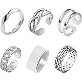 [Vigetto] 6点セット 指輪 メンズ リング アクセサリー 金属銀メッキリング ズシルバー ユニセックス おしゃれ シンプル 調節可能 人気 セット