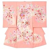 女の子初着 お宮参り着物 ポリエステル サーモンピンク 鞠に桜