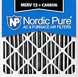 Nordic Pure 25 x 25 x 1pm12 C-3プリーツMERV 12 PlusカーボンAC炉フィルタ（3パック）、25 x 25 x 1 "