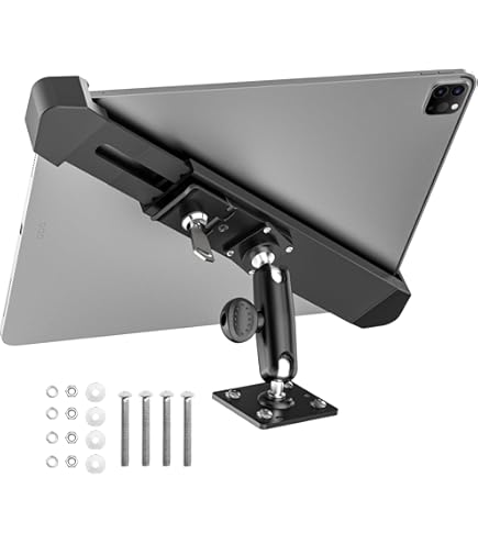 EXSHOW Security Motorcycle Tablet Mount, [W/Lock & Key] Anti-Theft All Metal Tablet Holder For Bike, UTV, ATV, Forklift, Adjustable Arm Handlebar Clamp For IPad Pro Air, Tab, Surface Go,9-14" Devices - View #14