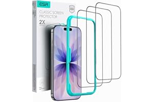 ESR 3 Pack for iPhone 17/iPhone 16 Pro Screen Protector, 9H Hardness, Military Grade Shatterproof, Full Coverage Tempered Glass Film with Easy Installation Tool, HD Clear, Scratch Resistant