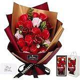 ソープフラワー花束 母の日プレゼント，誕生日プレゼント ソープフラワー バラ グラデーション 花束 ブーケ 薔薇造花 プレゼント女性人気ギフト 結婚記念日 父の日 敬老の日 彼女 感謝 お礼 インテリアローズブーケ バラ花束赤