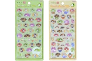 サンスター文具(Sun-Star Stationery) お茶犬 ボンボンドロップシール みんな・たべもの 2個セット PVC製 W95×H170×D5mm S8816026 S8816034