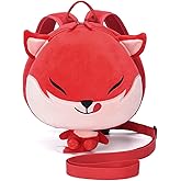 Happykids 子供ハーネス付きリュック 取り外し可能なロープ付き 幼児 ハーネス リュック 男の子 子ども用リュック 迷子防止 可愛い 動物たち 保育園 (キツネ匹)