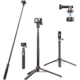 Ulanzi Go-Quick II カメラ三脚 Gopro用 クイックリリース三脚 自撮り棒 140cm延長 磁気マグネットマウント 6段伸縮 セルカ棒 ミニ三脚 アクションカメラ 三脚 軽量 卓上三脚 vlogアクセサリー 折りたたみ GoPro
